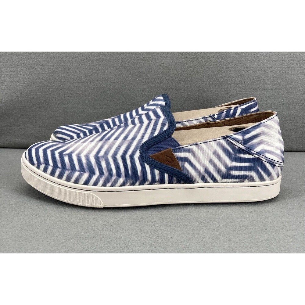 Olukai Women's Size 10 Pehuea Pa'i Vintage Indigo/Off White Casual Slip-On Shoes